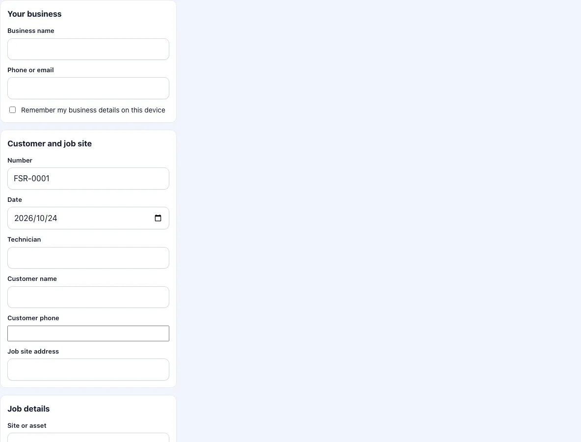 Field service report template example